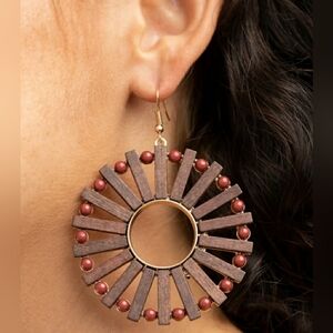 ❗5/$10❗  Elegant Brown and Gold Hoop Earrings